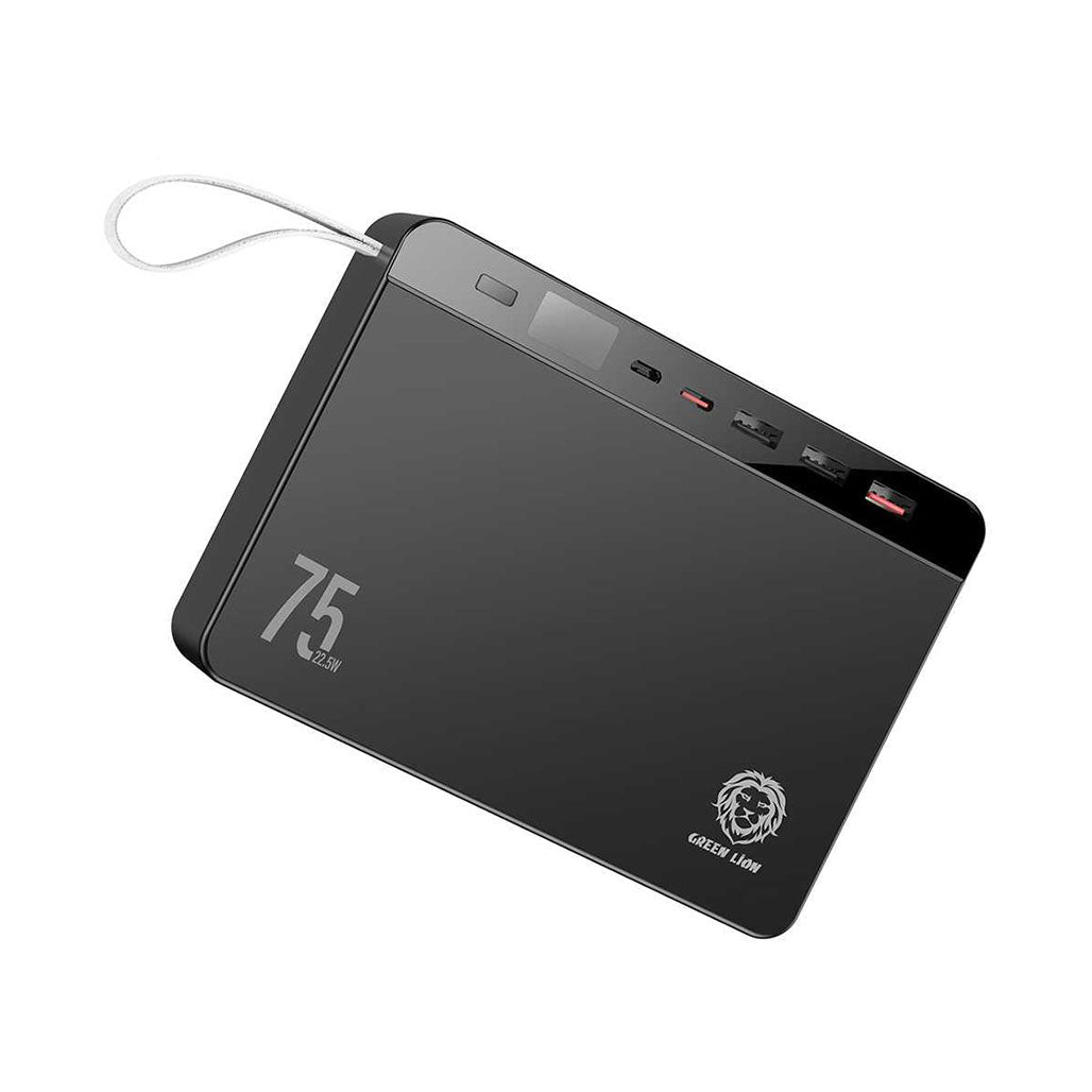 A Photo Of Green Lion Power Volt Mega Capacity Power Bank 75000mAh PD 20W QC3.0 22.5W - Black