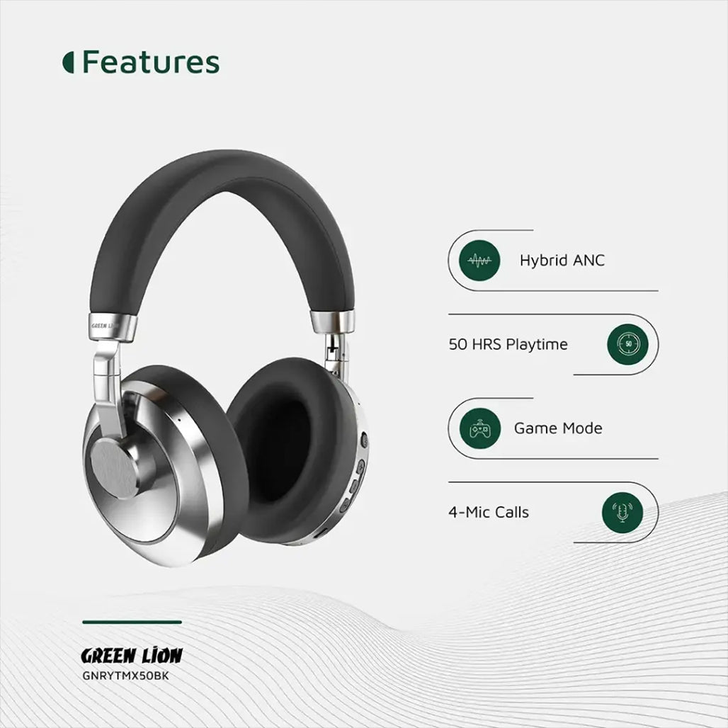 A Photo Of Green Lion Rhythm X50 ANC Wireless Headphone