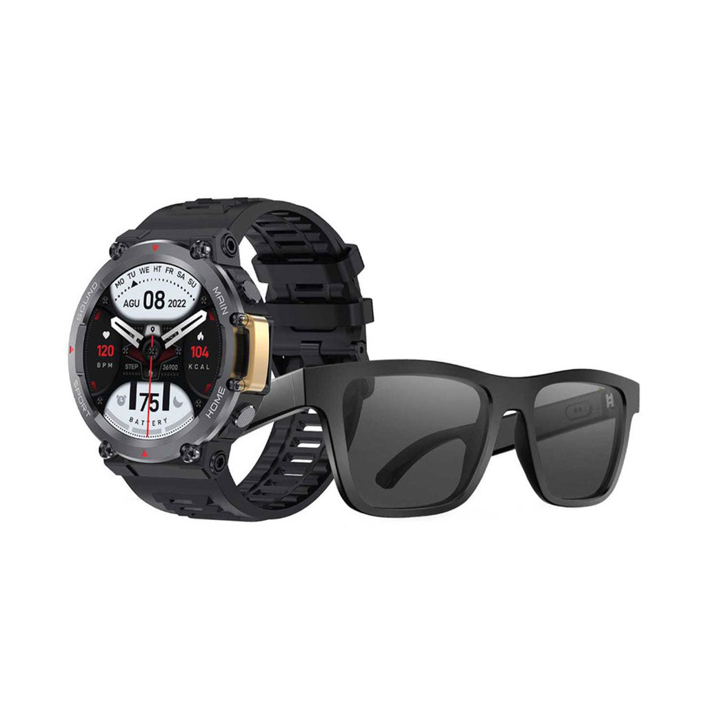 A Photo Of Green Lion GNSMTCOMBOBK Smart Combo Sunglass and Adventure Watch - Black