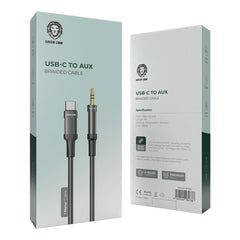 A Photo Of Green Lion USB-C to AUX Braided Cable 1M - Black | Durable & Clear Sound Quality