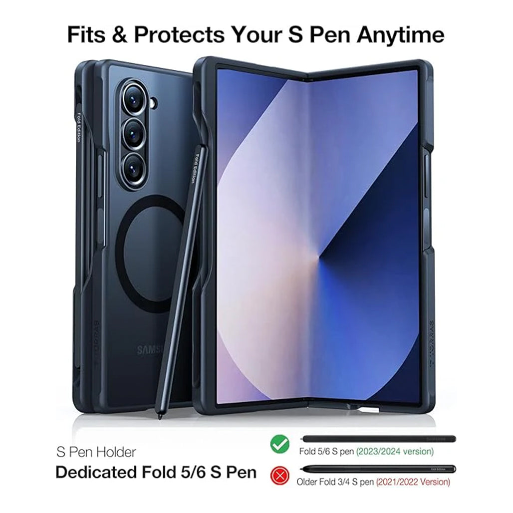 A Photo Of Torras Guardian-Mag Case for Samsung Galaxy Z Fold 6 – Magnetic Slim Fit Case with S Pen Holder, No Adhesive, Compatible with Wireless Charging & Magnetic Accessories