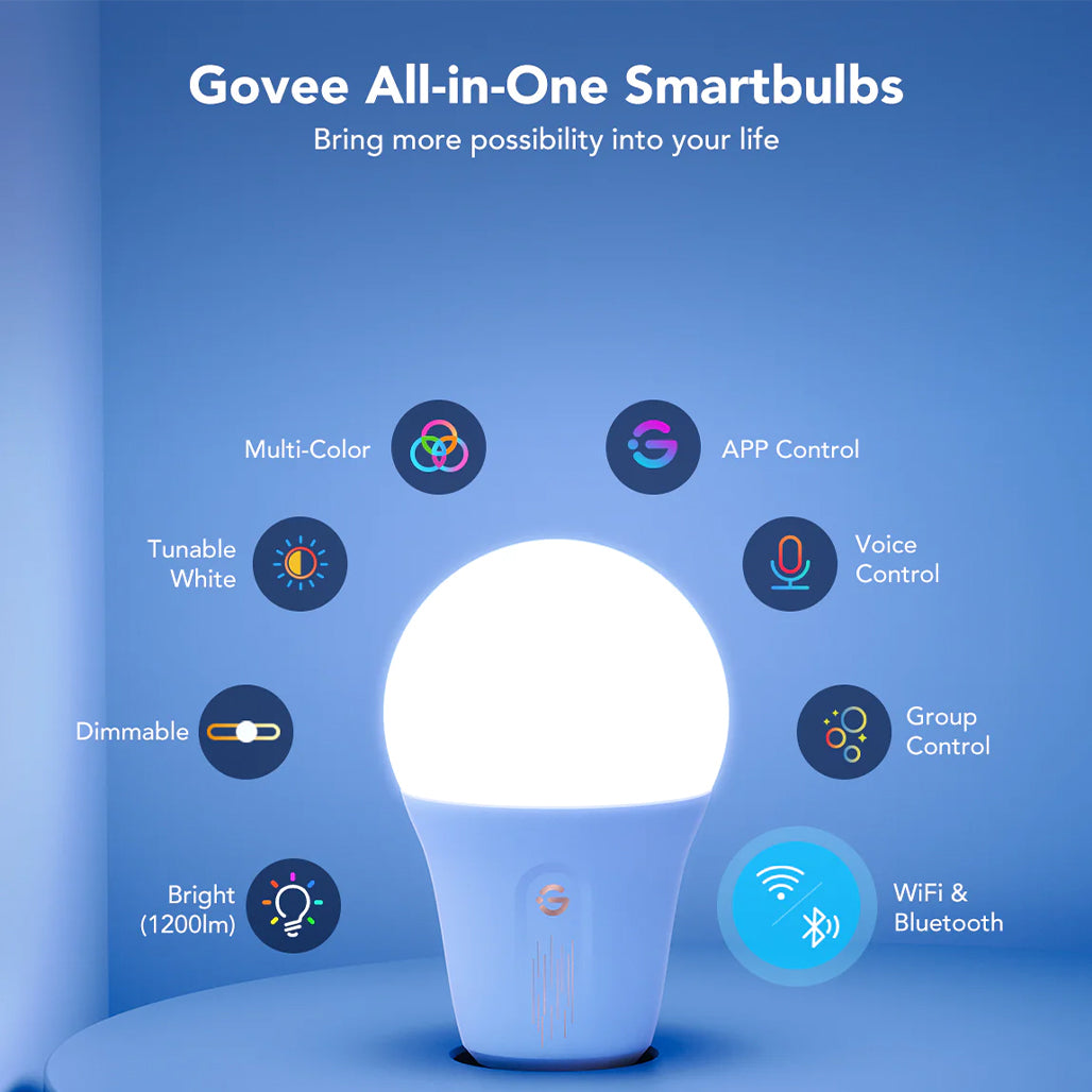 A Photo Of Govee Smart RGBWW Light Bulbs 1200 Lumens - H6009