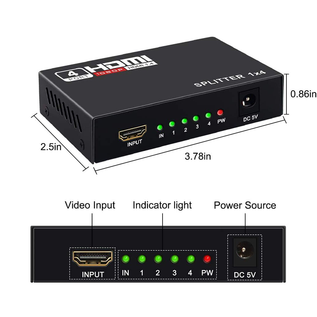 A Photo Of HDMI Splitter 1 in 4 Out - 4K