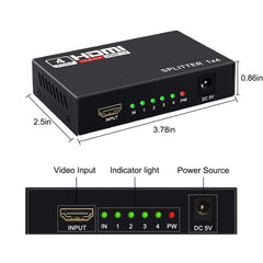 A Photo Of HDMI Splitter 1 in 4 Out - 4K
