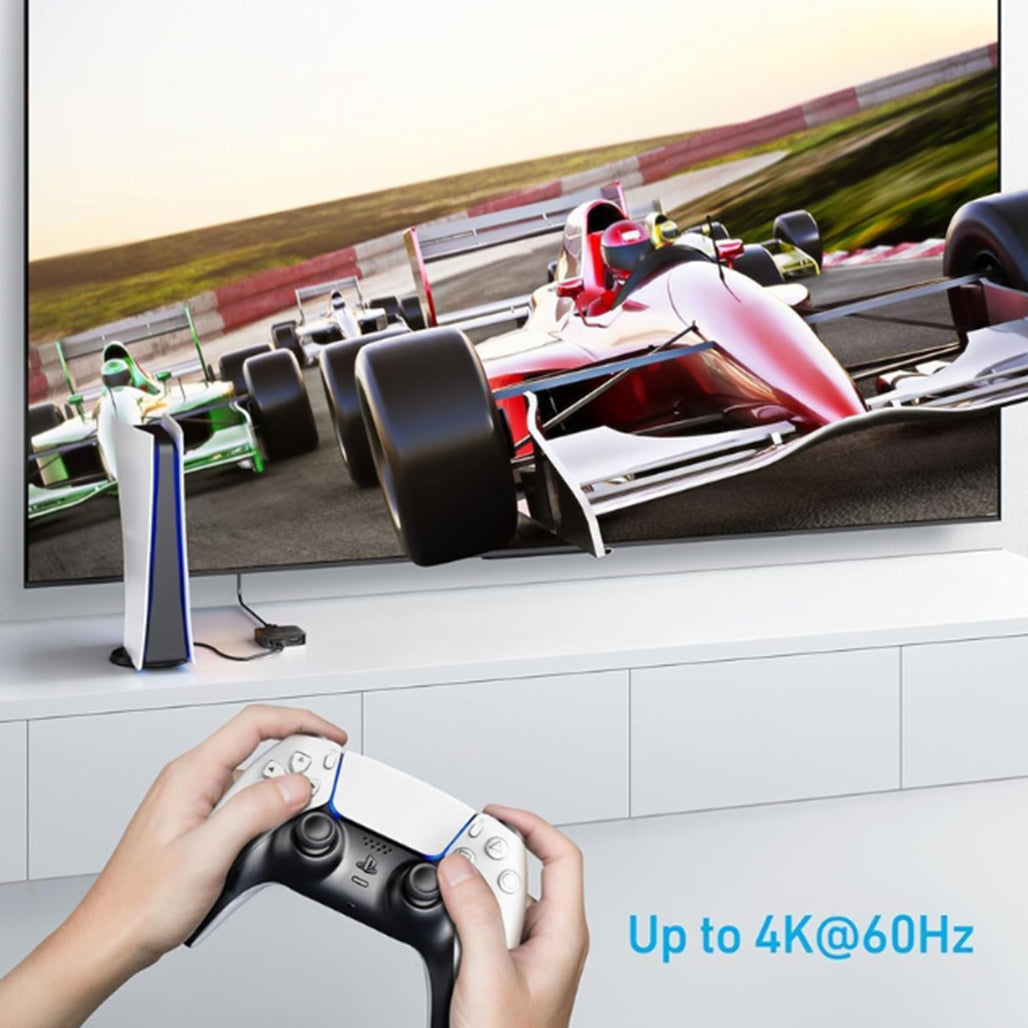 A Photo Of Anker HDMI Switch (2 In 1 Out) – 4K@60Hz HDMI Splitter, HDR, 3D, Dolby, for Laptops, PC, Xbox, PS5/PS4, and More