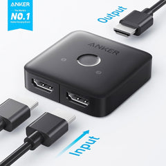 A Photo Of Anker HDMI Switch (2 In 1 Out) – 4K@60Hz HDMI Splitter, HDR, 3D, Dolby, for Laptops, PC, Xbox, PS5/PS4, and More
