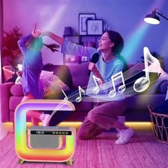 A Photo Of LED Wireless Charging Speaker with RGB Mood Light & Clock – HM-G3 Big Square G | Bluetooth 5.2 | 15W Fast Charging