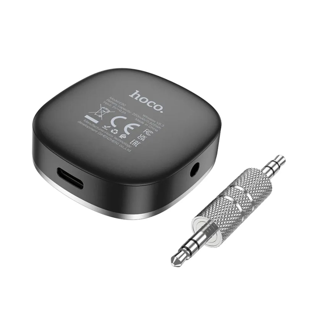 A Photo Of Hoco E80 In-Car AUX Bluetooth Receiver for Seamless Audio Streaming