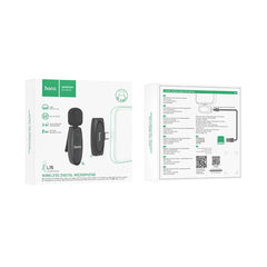 A Photo Of Hoco L15 Wireless Lavalier Microphone – Noise-Canceling Digital Lavalier for Type-C and iPhone Devices