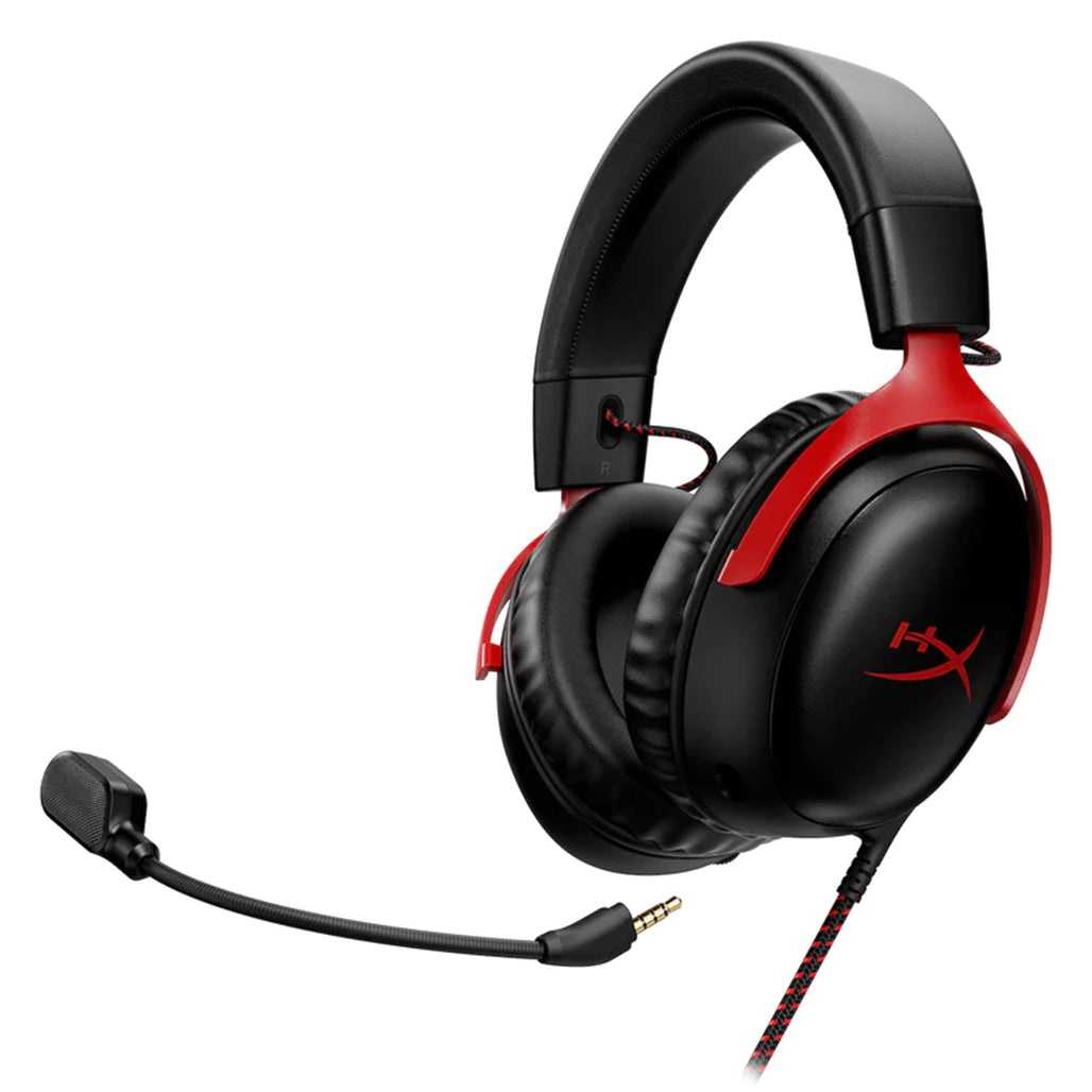 A Photo Of HyperX Cloud III Wired Gaming Headset - Black/Red | 727A9AA - Enhanced Comfort and Immersive Sound