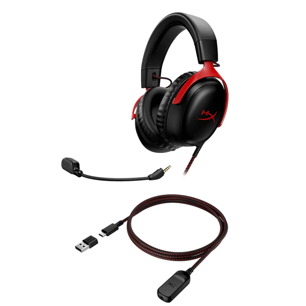 A Photo Of HyperX Cloud III Wired Gaming Headset - Black/Red | 727A9AA - Enhanced Comfort and Immersive Sound