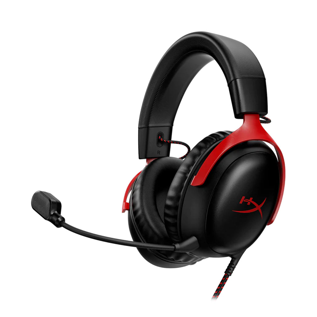 A Photo Of HyperX Cloud III Wired Gaming Headset - Black/Red | 727A9AA - Enhanced Comfort and Immersive Sound