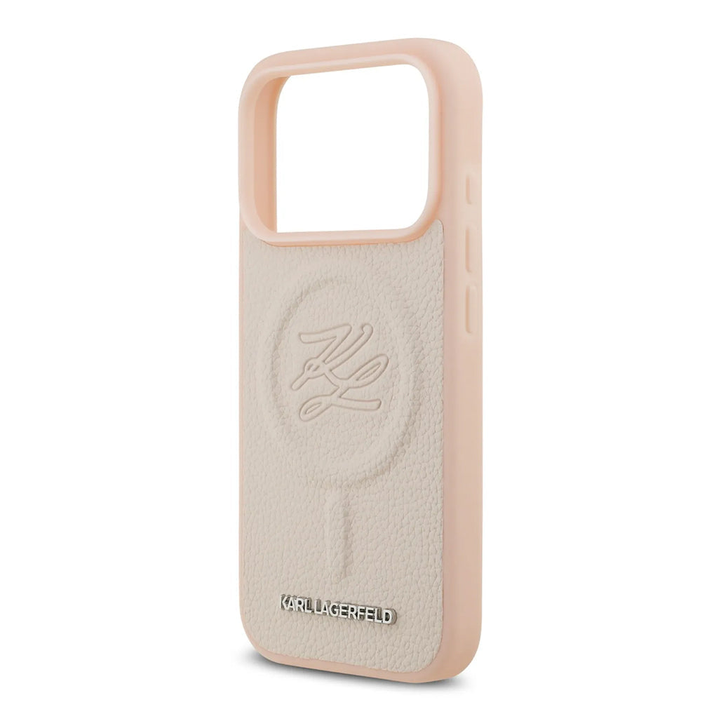 A Photo Of Karl Lagerfeld MagSafe PU Leather Case with Debossed Logo for iPhone 17 Pro