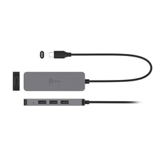 A Photo Of J5Create Laptop Stand with USB 4-Port Hub - Adjustable Aluminum Stand with Integrated USB-C Hub