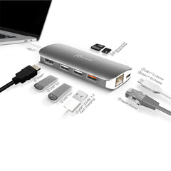 A Photo Of J5 Create USB-C Multi Adapter JCD383 - 9-in-1 Portable Hub with 4K HDMI, Power Delivery, and Gigabit Ethernet