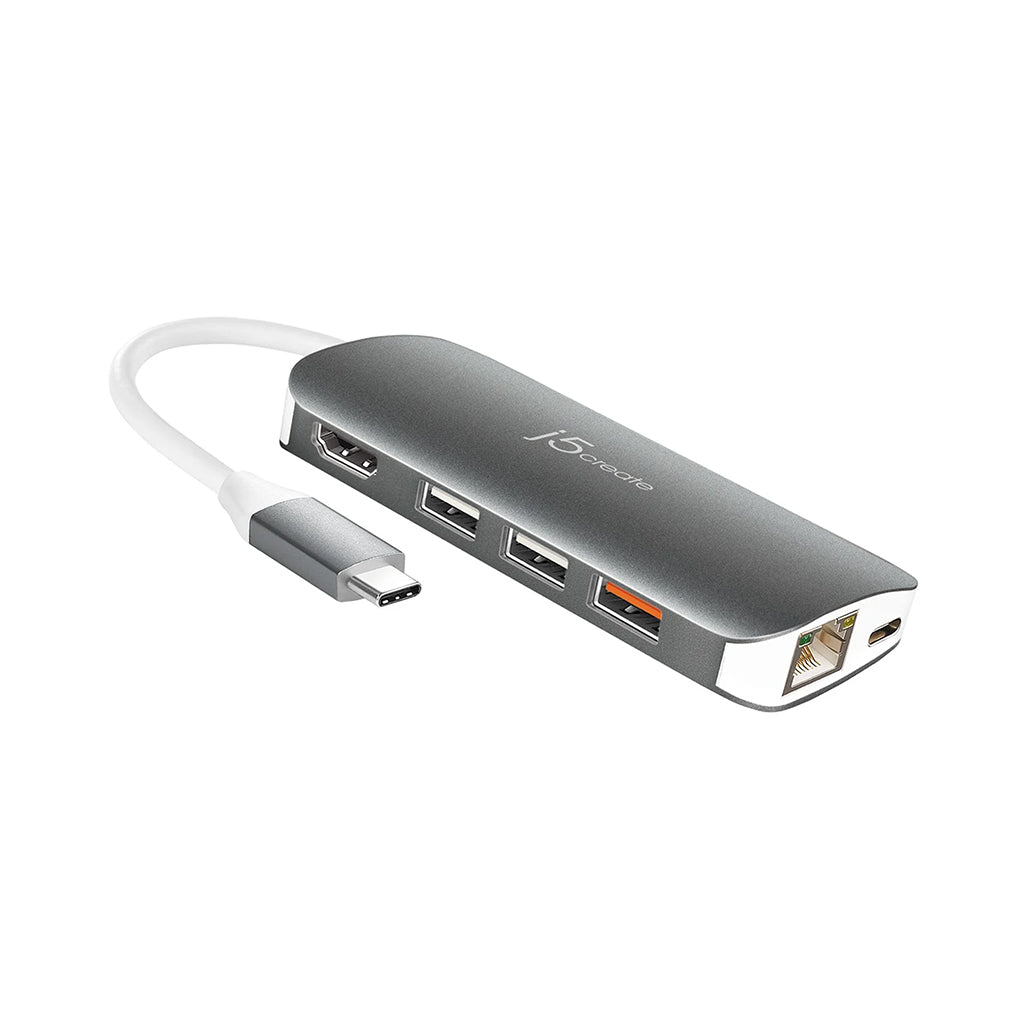 A Photo Of J5 Create USB-C Multi Adapter JCD383 - 9-in-1 Portable Hub with 4K HDMI, Power Delivery, and Gigabit Ethernet
