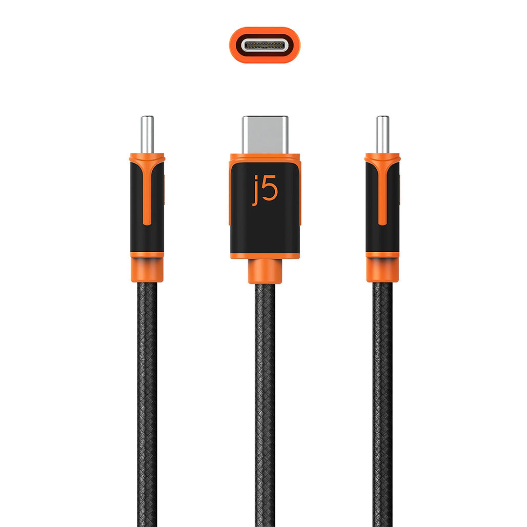 A Photo Of J5Create JUCX24 USB-C™ to USB-C™ Sync & Charge Cable - 6 ft Durable Braided Polyester, High-Speed Data Transfer & Charging