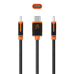 A Photo Of J5Create JUCX24 USB-C™ to USB-C™ Sync & Charge Cable - 6 ft Durable Braided Polyester, High-Speed Data Transfer & Charging