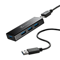 J5Create USB™ 3.0 4-Port Mini Hub JUH344 - Fast-Charging USB Adapter for Windows®, macOS®, Linux®
