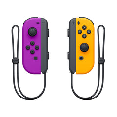 A Photo Of Nintendo Joy-Con (L/R) Neon Purple and Neon Orange Controllers