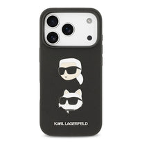 Karl Lagerfeld Full Wrapped Saffiano Leather Case with Karl & Choupette Head Pins for iPhone 17 Pro