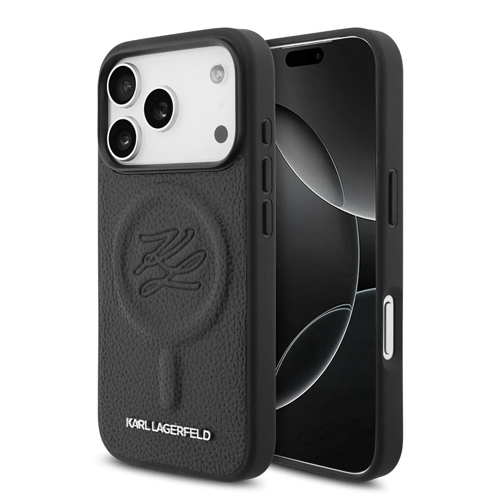 A Photo Of Karl Lagerfeld MagSafe PU Leather Case with Debossed Logo for iPhone 17 Pro