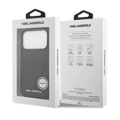 A Photo Of Karl Lagerfeld MagSafe PU Leather Case with Debossed Logo for iPhone 17 Pro