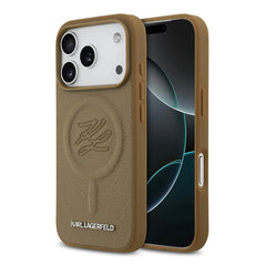 A Photo Of Karl Lagerfeld MagSafe PU Leather Case with Debossed Logo for iPhone 17 Pro