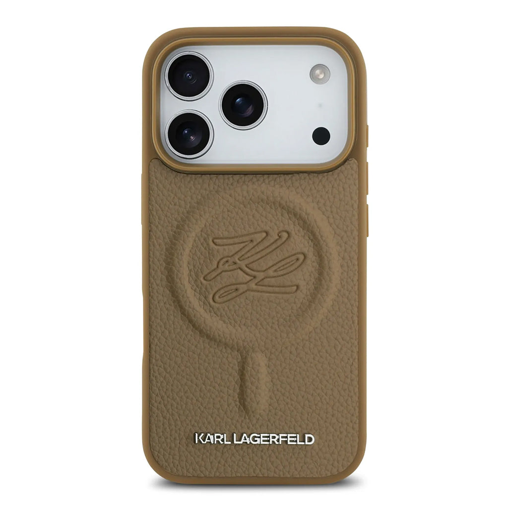 A Photo Of Karl Lagerfeld MagSafe PU Leather Case with Debossed Logo for iPhone 17 Pro