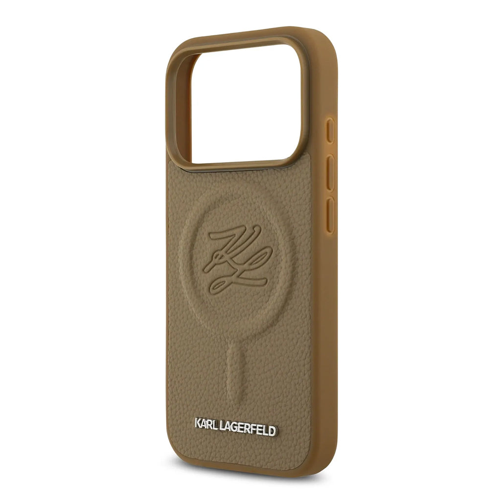 A Photo Of Karl Lagerfeld MagSafe PU Leather Case with Debossed Logo for iPhone 17 Pro