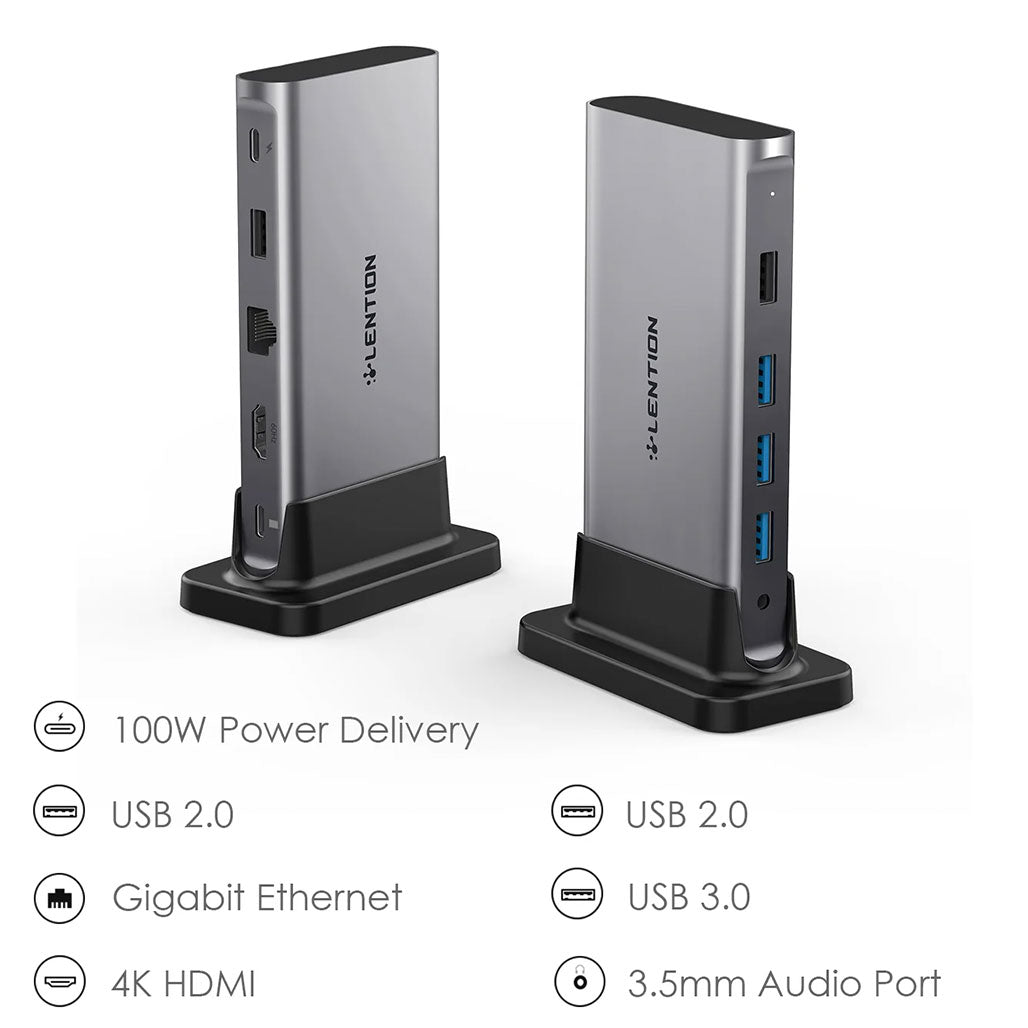 A Photo Of Lention CB-D53s Universal USB-C Docking Station | 4K 60Hz HDMI, 100W Power Pass-Through, Gigabit Ethernet