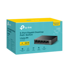A Photo Of TP-Link LS105GP 5-Port Gigabit Desktop Switch with 4-Port PoE+ | High-Speed Connectivity & Power over Ethernet