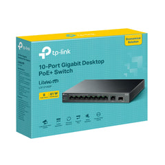 A Photo Of TP-Link LS1210GP 10-Port Gigabit Desktop Switch with 8-Port PoE+ | High-Capacity, Silent Operation