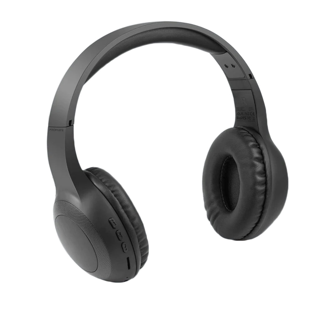 A Photo Of Promate LaBoca Deep Bass Over-Ear Wireless Headphones - Black | Bluetooth 5.0 with Superior Sound and Comfort