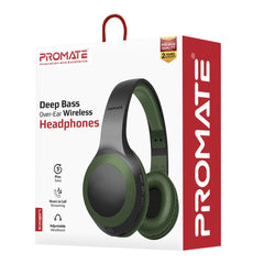 A Photo Of Promate LaBoca Deep Bass Over-Ear Wireless Headphones - Midnight Green | Bluetooth 5.0 with Superior Sound Quality and Comfort