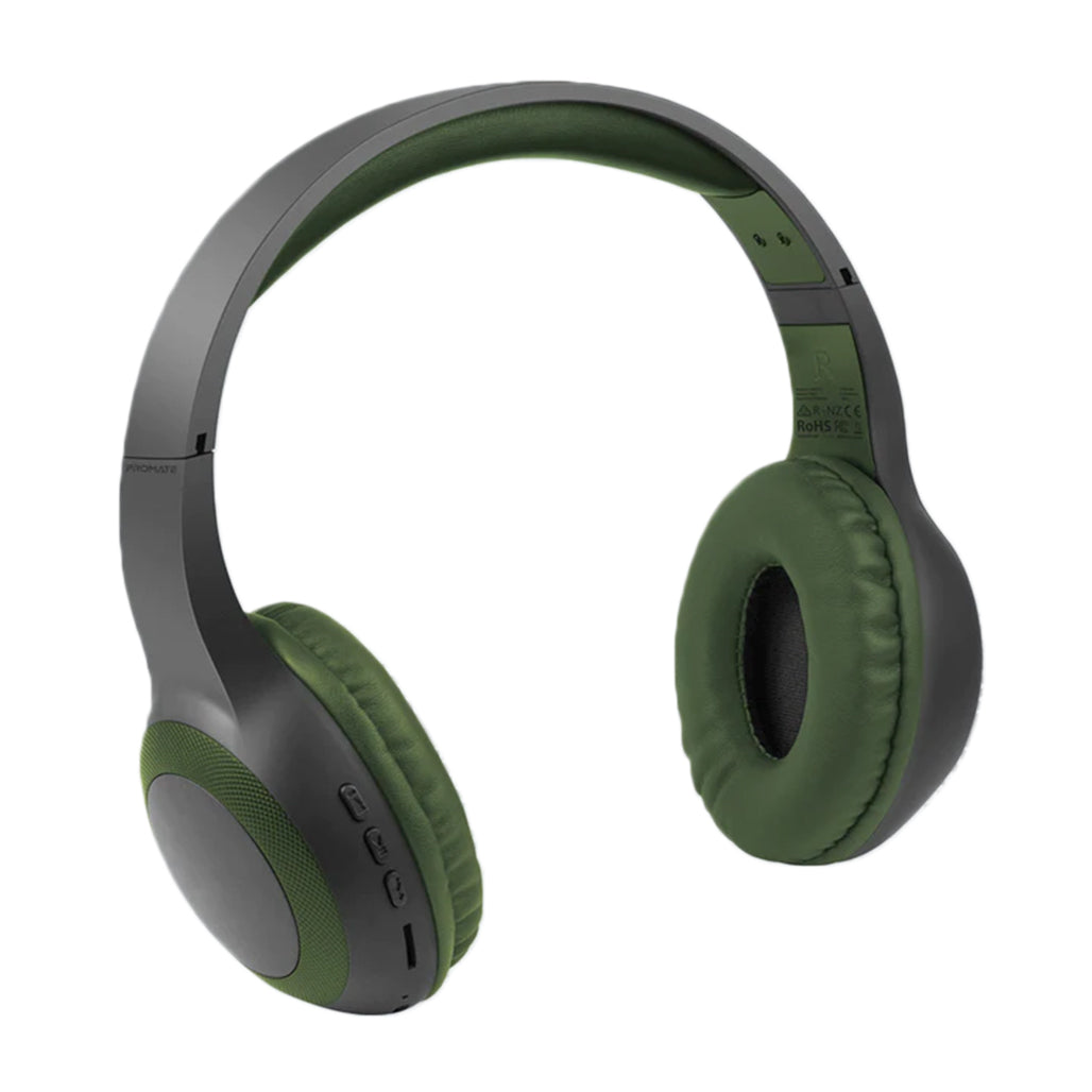 A Photo Of Promate LaBoca Deep Bass Over-Ear Wireless Headphones - Midnight Green | Bluetooth 5.0 with Superior Sound Quality and Comfort
