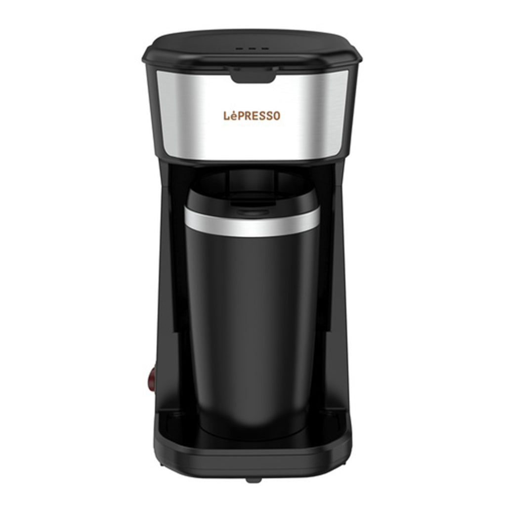 A Photo Of LePresso 450W Coffee Maker with Travel Mug | One-Button Operation, Reusable Nylon Filter, Heat Insulated | Black