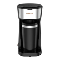 LePresso 450W Coffee Maker with Travel Mug | One-Button Operation, Reusable Nylon Filter, Heat Insulated | Black