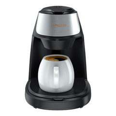 A Photo Of LePresso Mini Coffee Maker with Ceramic Mug | 450W Compact Coffee Brewer, 250ml Water Tank, Reusable Nylon Filter
