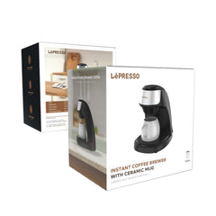 A Photo Of LePresso Mini Coffee Maker with Ceramic Mug | 450W Compact Coffee Brewer, 250ml Water Tank, Reusable Nylon Filter