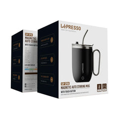 A Photo Of Lepresso Sip Spin Magnetic Auto Stirring Mug with Touch Button
