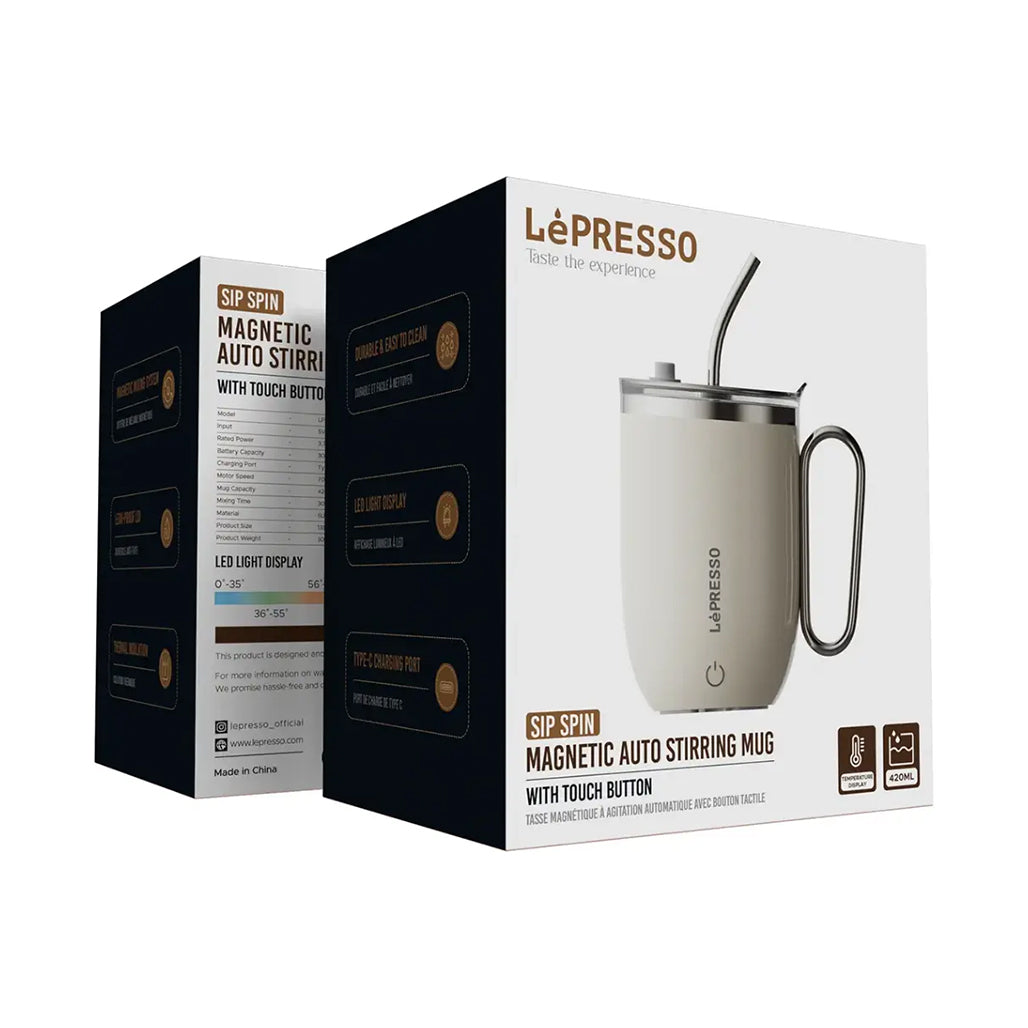 A Photo Of Lepresso Sip Spin Magnetic Auto Stirring Mug with Touch Button