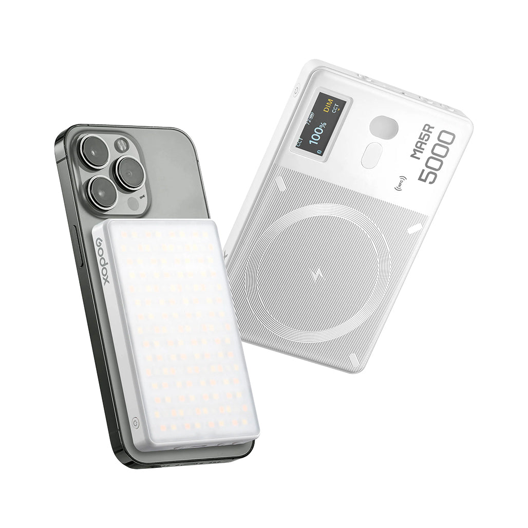 A Photo Of Godox MA5R Magnetic Full-Color LED Light with Bluetooth & NFC – Pocket-Sized Video Lighting for Content Creators