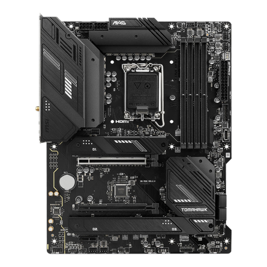 A Photo Of MSI MAG B760 Tomahawk WiFi Motherboard - 911-7D96-003 | High-Performance with DDR5 and PCIe 5.0