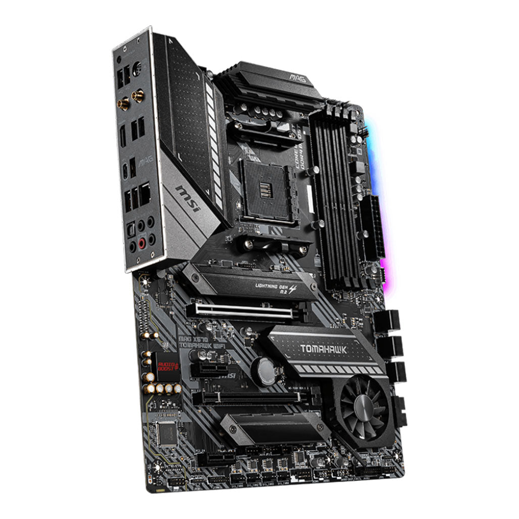 A Photo Of MSI MAG X570 Tomahawk WiFi Motherboard - 911-7C84-005 | High-Performance ATX with Dual M.2 and PCIe Support