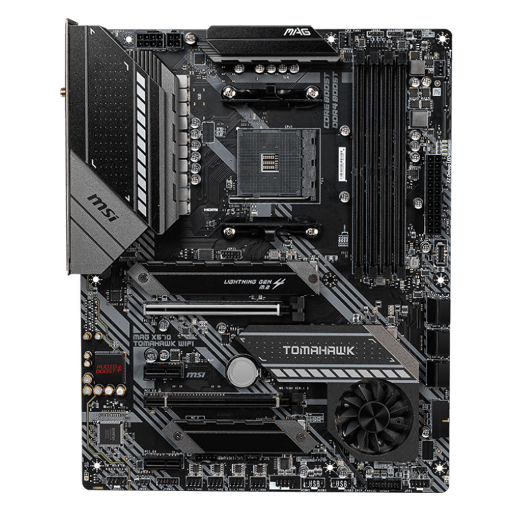A Photo Of MSI MAG X570 Tomahawk WiFi Motherboard - 911-7C84-005 | High-Performance ATX with Dual M.2 and PCIe Support
