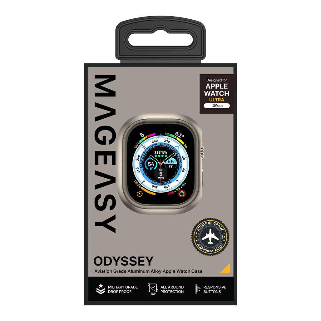 A Photo Of Mageasy Odyssey Aviation Grade Aluminum Alloy Case for Apple Watch Ultra 49mm - Titanium