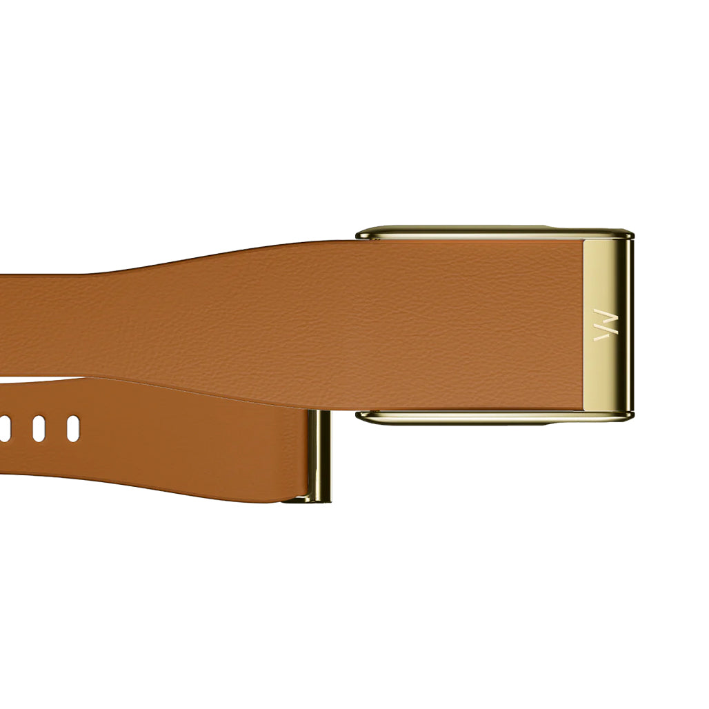 A Photo Of Whoop MG LeatherLuxe Bands - Camel with Gold (Large)