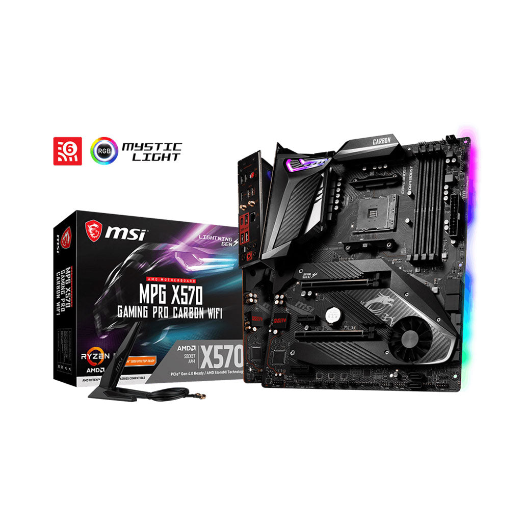 A Photo Of MSI MPG X570 Gaming Pro Carbon WIFI Motherboard - 911-7B93-013 | Advanced ATX Gaming Board with RGB and Wi-Fi 6