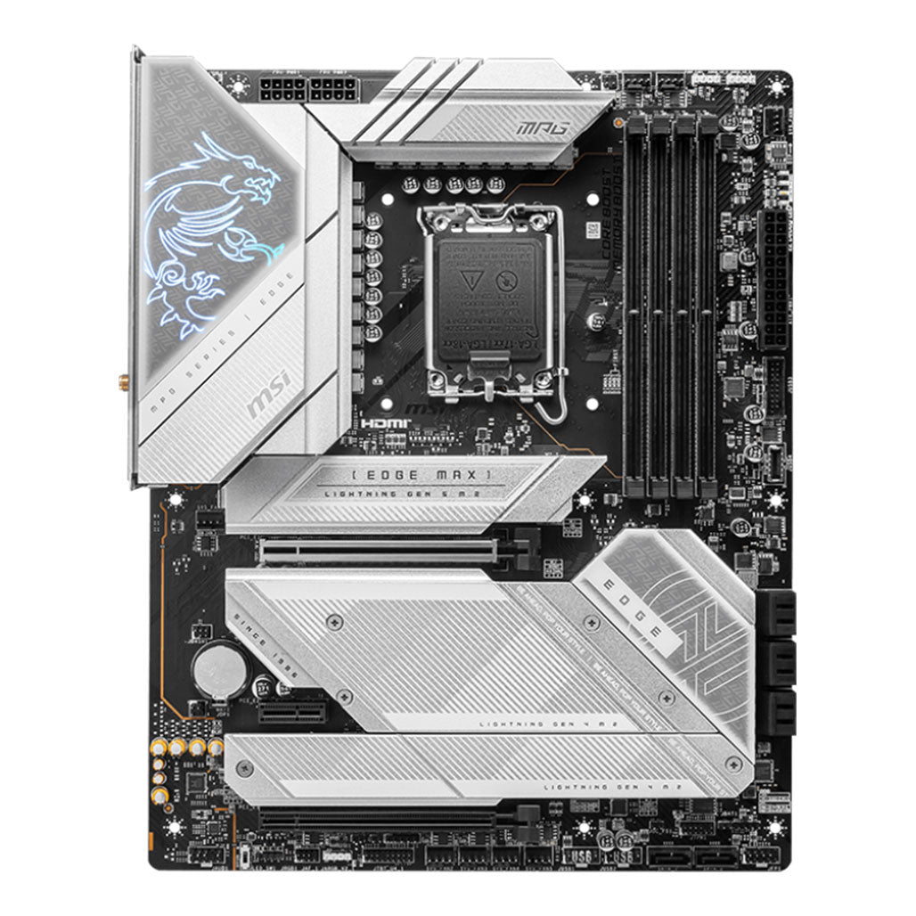 A Photo Of MSI MPG Z790 Edge Ti Max WiFi Motherboard - 911-7E25-005 | Premium ATX Board with PCIe 5.0, DDR5 Support, and Wi-Fi 7